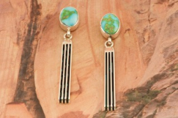 Genuine Sonoran Turquoise Sterling Silver Long Dangle Earrings